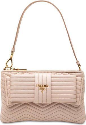 Prada Pre-owned Prada Soft Calf Impunture Diagramme Bow Shoulder Bag Ladies HHILLS8GEI5Q2BMX