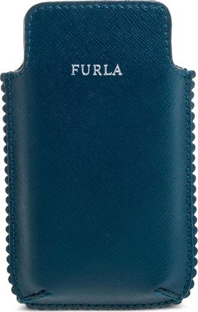 Furla Leren telefoonhoesje met gewelfde afwerking - Blauw