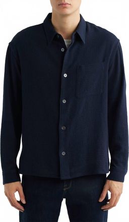 Frame Denim Open Weave Long Sleeve Button Down Shirt In Dark Navy
