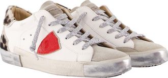 Philippe Model Womens Prsx Low Woman Sneakers - Philippe Model Leather White Calfskin Shoes