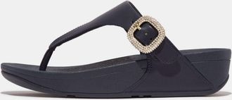 FitFlop Dames Fit Flop Lulu sandalen met kristallen gesp en teensluiting van leer in marineblauw