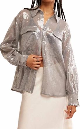 Free People Disco Margarita Button Up Shirt In Rocket