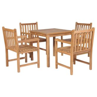 vidaXL Set De Comedor Exterior 5 Piezas De Madera Maciza De Teca Vidaxl
