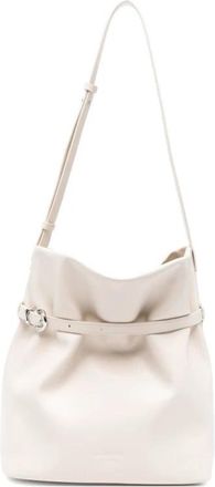 Emporio Armani Glad Leren Bucket Bag - Dames - Schoudertassen - Wit - ONE Size - Leer - Tassen