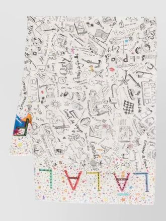 Faliero Sarti graphic travel scarf frayed edges