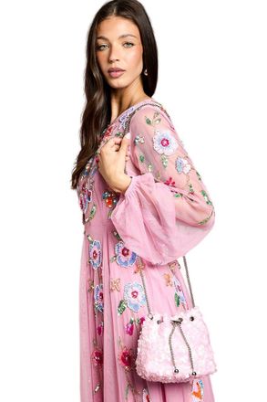 Coast Mia Drawstring Sequin Crossbody Bag, One Size, Blush