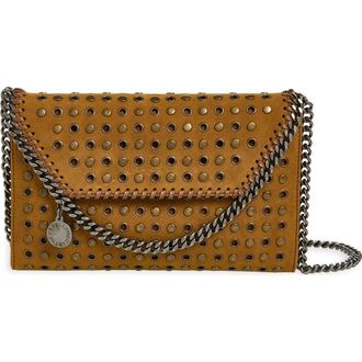 Stella McCartney Falabella Studded Faux Suede Wallet Crossbody Bag in Brandy at Nordstrom