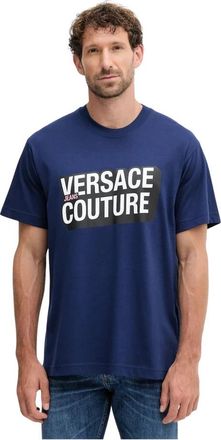 Versace Jeans Couture Bedruikt Katoenen T-shirt - Heren - T-shirts - Blauw - S - Katoen - Tops