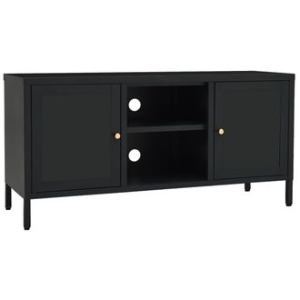 vidaXL 105x35x52 Cm De Acero Y Vidrio Negro
