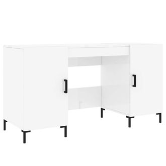 Berkfield Home Desk High Gloss White 140x50x75 cm Engineered Wood | Size: 140 x 50 x 75 cm