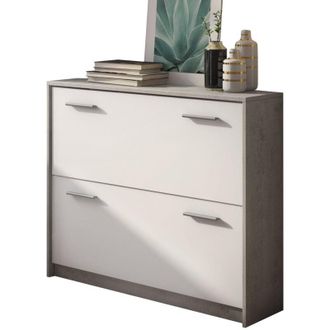 Dmora Scarpiera Nespolo, Mobile Portascarpe Paia, Modulabile, Cassetti, 98x24x80h cm Grigio Cemento