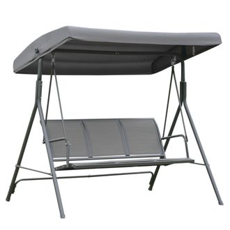 OUTSUNNY Columpio Balanc&iacute;n Jard&iacute;n De 3 Plazas Con Techo Parasol Ajustable Respaldo Transpirable Y Marco De Acero Para Terraza Balc&oacute;n Exterior 175x118x159 Cm