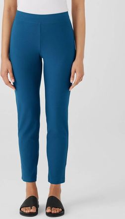Eileen Fisher Stretch Crepe Slim Ankle Pant In Atlantis