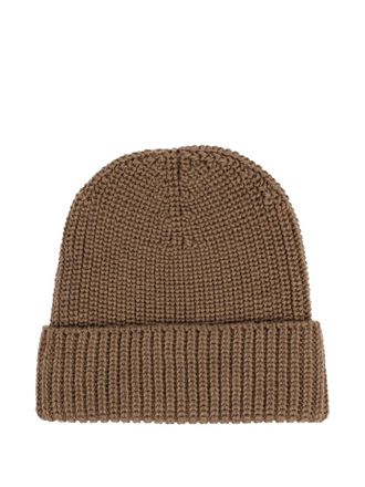 Hannes Roether ribbed beanie hat - Bruin