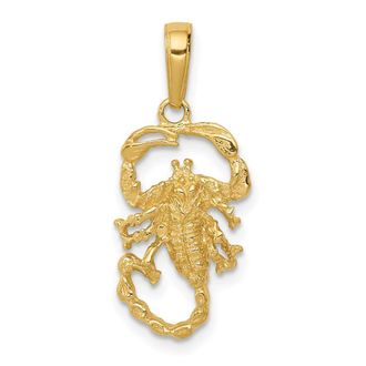 Diamond2Deal 14k Yellow Gold Scorpion Charm Pendant