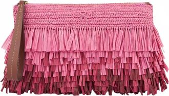 Anya Hindmarch Womens Bow Clutch Shag In Bubblegum Raffia