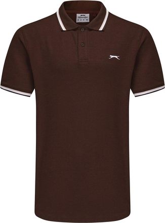 Slazenger Mens Tipped Polo Shirt Dark Brown S