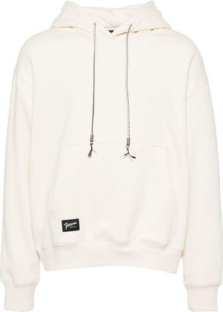 Five CM leather trim hoodie - men - Cotton/Polyester - M - Neutrals