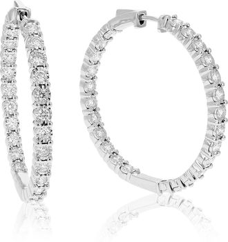 Vir Jewels 2 cttw Lab Grown Diamond Hoops Earrings in Sterling Silver With Latch Backs For Women