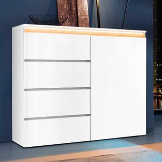 Inosign Highboard »Magic, Highboard, Hochschrank, Hochkommode« mit 1 Tür und 4 Schubkästen, Hochglanz lackiert, Breite 120