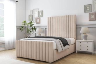 Comfort Beds Khloe Naples Bed Frame With Mattress-50 Upholstered in Light Sand | Size: Single