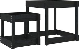 vidaXL Sand Tables 2 pcs Black Solid Wood Pine Vidaxl