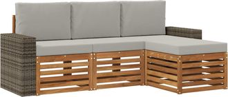 vidaXL Conjunto De Sof&aacute;s De Exterior 4 Uds. Natural Y Gris Claro Vidaxl