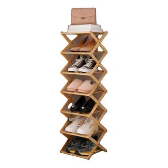 OEM Zapatero De 7 Niveles, Dise&ntilde;o Que Ahorra Espacio, Color Madera Natural