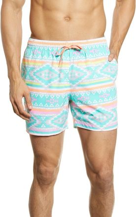 Chubbies The En Fuegos Swim Trunks Mens Blue Drawstring Waist DDR2700