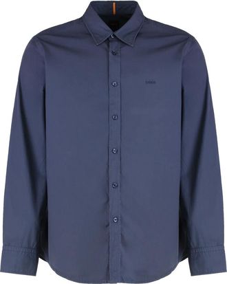 HUGO BOSS Overhemden, Heren, Blauw, XL, Katoen, Regular Fit Overhemd van Katoenpoplin