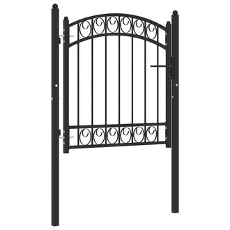 vidaXL Puerta De Jard&iacute;n Con Arco Superior Acero Negro 100x100 Cm Vidaxl