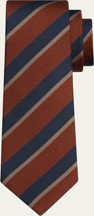 Kiton Mens Multi-Stripe Silk Sevenfold Tie