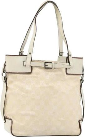 Gucci Pre-owned Tote Bags, female, Beige, Size: ONE SIZE Pre-owned Canvas Tote Bag