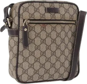Gucci Vintage, unisex, Beige, ONE Size, Leer, Pre-owned Vintage Schoudertas