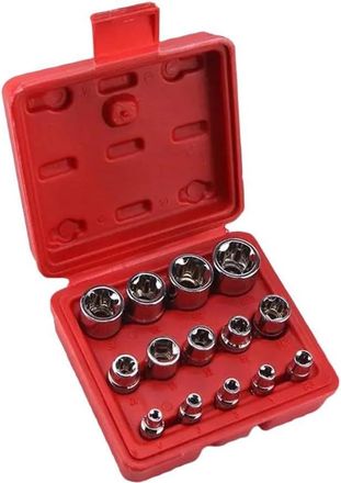 OEM Juego De 14 Llaves De Vaso E4-e24 De Acero Cromado Forjado Negro Con Acabado Fosfatado Para El Mantenimiento De Autom&oacute;viles, Motocicletas Y Maquinaria