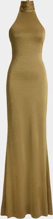 Ralph Lauren Collection Kelsie Metallic Jersey Evening Dress