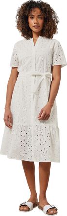 M&Co Womens Cotton Broderie Button Through Dress - Womens White