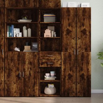 Berkfield Home Highboard Smoked Oak 45x42.5x185 cm Engineered Wood in Brown