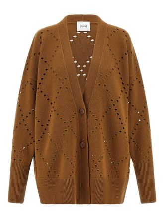 Nude long-sleeve cut-out cardigan - women - Virgin Wool - S - Brown