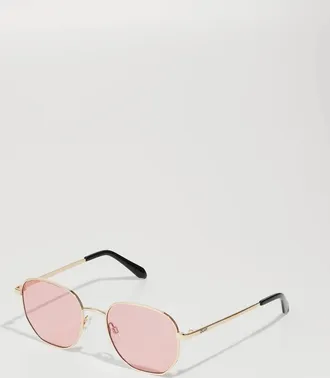 Quay Womens Big Time Sunglasses In Gold/peony