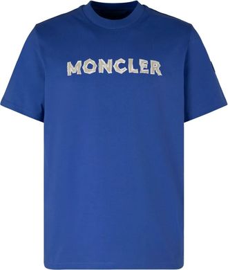 Moncler T-shirt a girocollo con logo - Blu