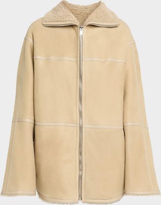 Yves Salomon Short Suede Merino Lambskin Coat