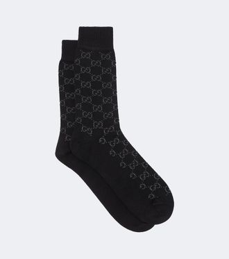Gucci Calcetines en mezcla de algod&oacute;n en jacquard GG