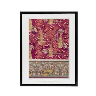 Artery8 Flowers Pheasants Foxes Patterns Framed Canvas Wall Art Print Verneuil | Size: W24 x H32