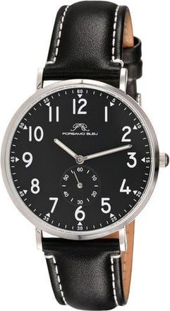 Porsamo Bleu Rowan Leather Strap Watch, 40mm in Black/black at Nordstrom Rack