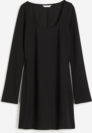 H&M Jerseykleid mit Karree-Ausschnitt - Schwarz
