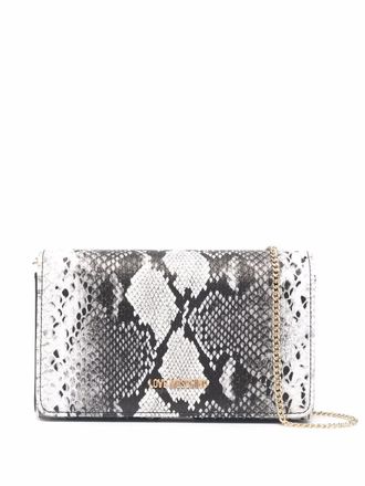 Love Moschino logo plaque snakeskin print crossbody - women - Polyurethane - OS - Grey