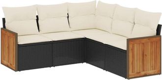 vidaXL Vidaxl - Set De Muebles De Jard&iacute;n 5 Pzas Y Cojines Rat&aacute;n Sint&eacute;tico Negro