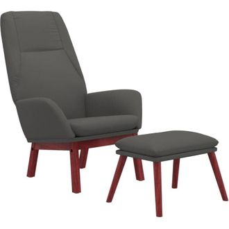 vidaXL Sill&oacute;n De Relax Con Taburete Tela Gris Oscuro Vidaxl