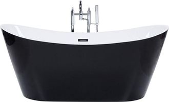 Beliani Beliani - Ba&ntilde;era Independiente De Acr&iacute;lico Blanco Negro Con Rebosadero 150 Cm Moderno Antigua